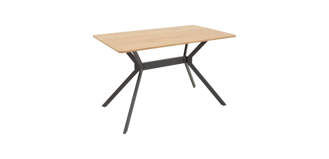 Τραπέζι Nerelis pakoworld φυσικό mdf και πόδι μαύρο μέταλλο 120x70x75εκ