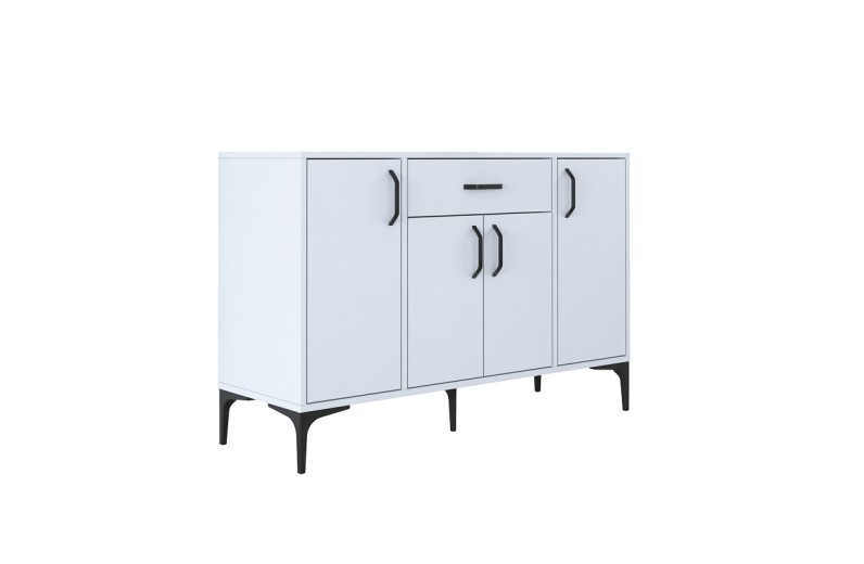 Μπουφές Luther pakoworld λευκό μελαμίνης-πόδι μαύρο μέταλλο 120x40x78.5εκ