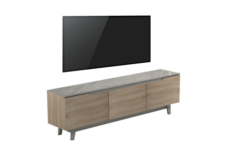 Έπιπλο τηλεόρασης Kasandra pakoworld μπεζ μαρμάρου-sonoma 180x35x48.5εκ