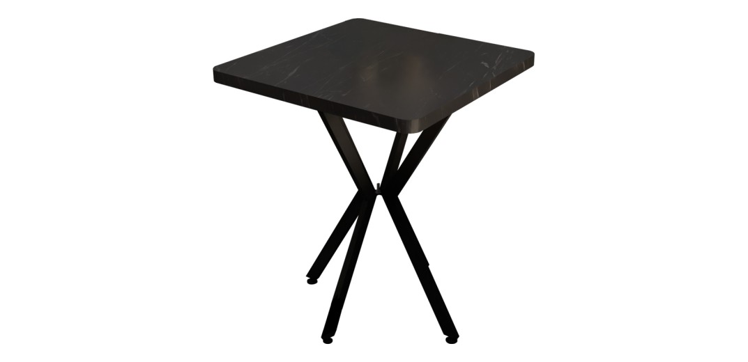 Τραπέζι Prestone pakoworld μαύρο μαρμάρου μελαμίνης-μαύρο μέταλλο 70x70x75εκ