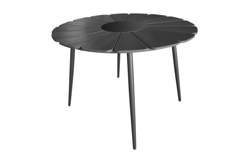 Τραπέζι Pinap pakoworld μαύρο αλουμίνιο και plywood σε μαύρη απόχρωση Φ110x74εκ