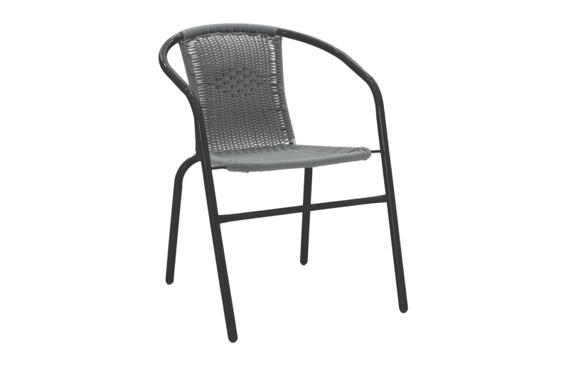 Πολυθρόνα Obbi pakoworld μαύρο μέταλλο-pe γκρι 53x59x72εκ