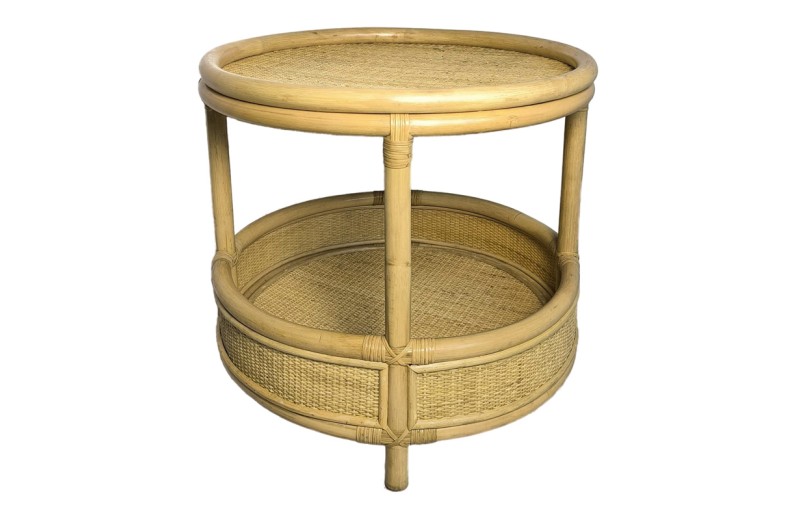 Βοηθητικό τραπέζι Moody pakoworld pe rattan σε φυσική απόχρωση Φ55x51εκ