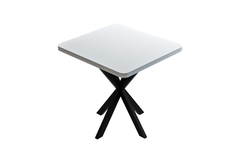 Τραπέζι Prestone pakoworld μελαμίνη σε λευκή απόχρωση και μαύρο μεταλλικό πόδι 70x70x75εκ