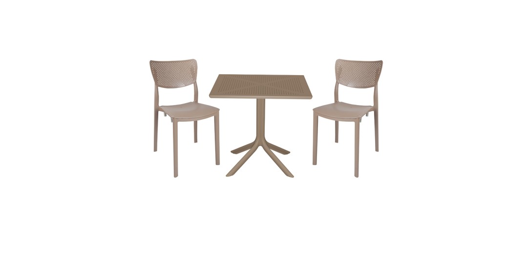 Τραπεζαρία Icon-Ignite pakoworld σετ 3τεμ PP σε cappuccino απόχρωση