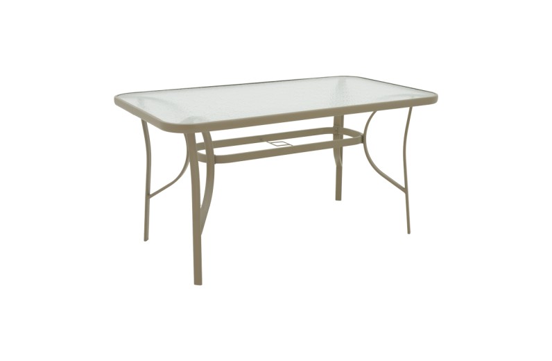 Τραπέζι Ensure pakoworld μέταλλο σαμπανιζέ-γυαλί 140x80x70εκ