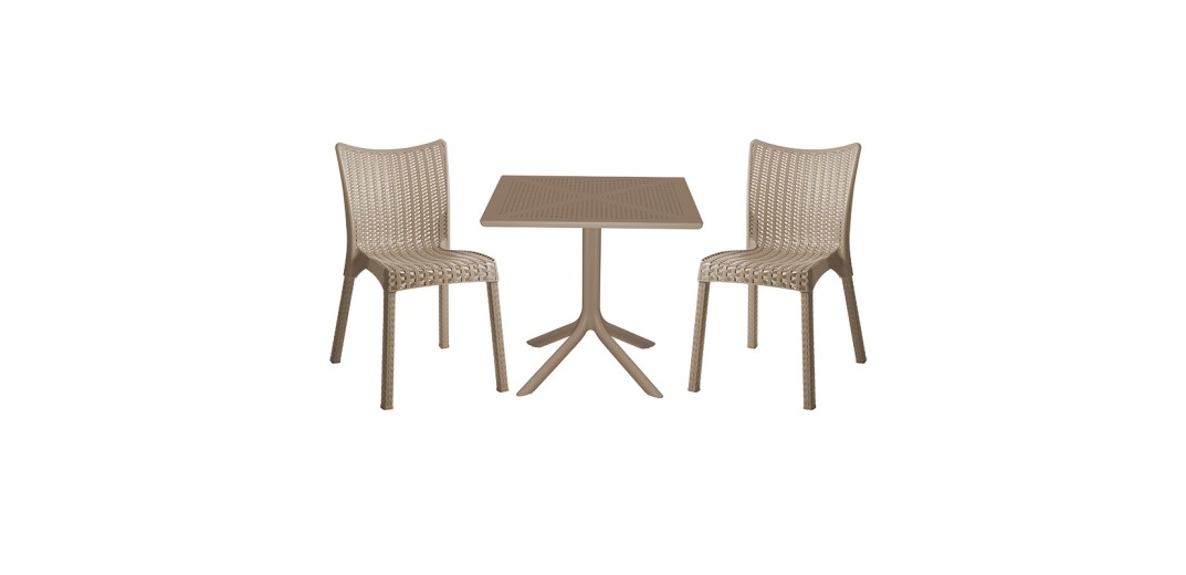 Τραπεζαρία Icon-Confident pakoworld σετ 3τεμ PP σε cappuccino απόχρωση