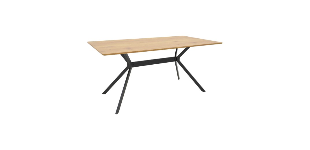 Τραπέζι Nerelis pakoworld φυσικό mdf και πόδι μαύρο μέταλλο 160x90x75εκ