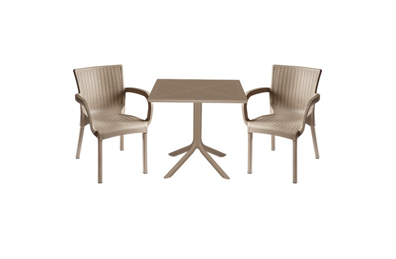 Τραπεζαρία Icon-Festive pakoworld σετ 3τεμ PP σε cappuccino απόχρωση