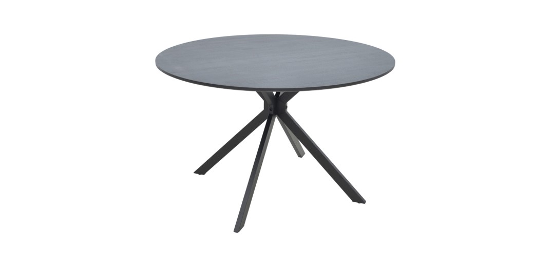 Τραπέζι Xuson pakoworld mdf σε ανθρακί απόχρωση με πόδι μαύρο μέταλλο Φ120x75εκ