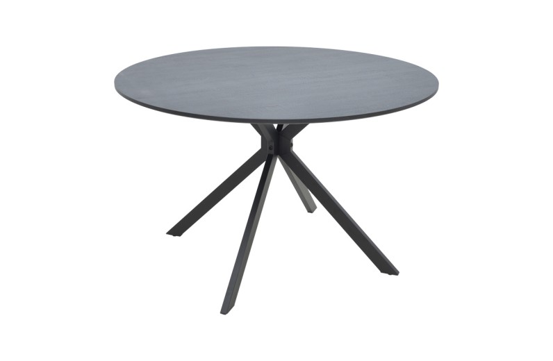 Τραπέζι Xuson pakoworld mdf σε ανθρακί απόχρωση με πόδι μαύρο μέταλλο Φ120x75εκ