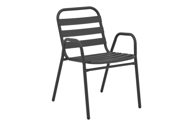 Πολυθρόνα Sussie pakoworld στοιβαζόμενη ανθρακί μέταλλο με φέτες αλουμινίου 45x62x76εκ