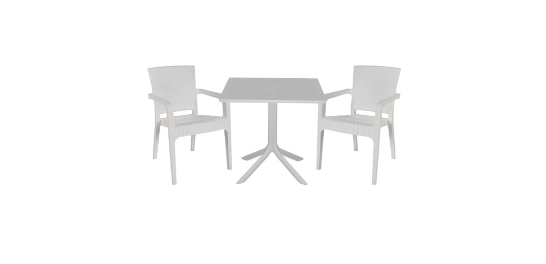 Τραπεζαρία Icon-Halcyon pakoworld σετ 3τεμ PP σε λευκή απόχρωση