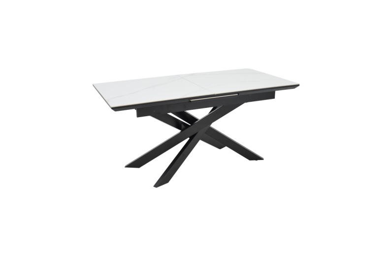 Τραπέζι Rogemi pakoworld sintered stone -γκρι mdf-μαύρο μέταλλο 160-200x90x75εκ