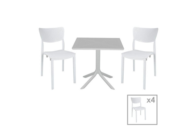 Τραπεζαρία Icon-Ignite pakoworld σετ 5τεμ PP σε λευκή απόχρωση