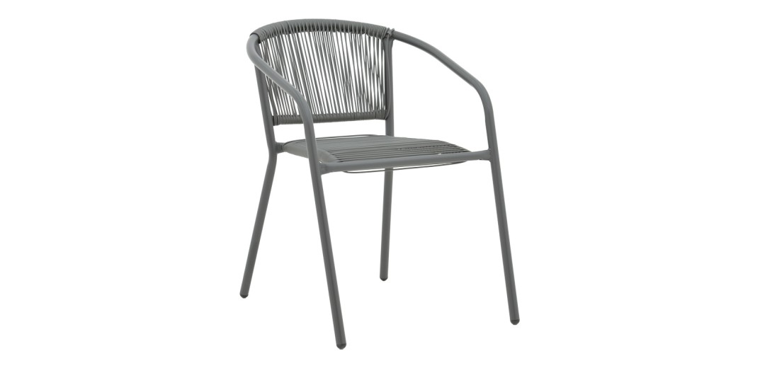 Πολυθρόνα Lindaria pakoworld στοιβαζόμενη μέταλλο-pe rattan σε ανθρακί απόχρωση 54x63x74εκ