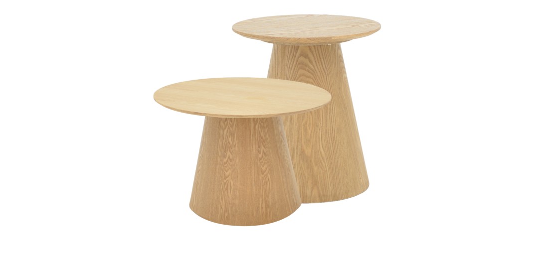 Τραπέζια σαλονιού Kayano pakoworld σετ 2 τεμ mdf σε φυσική απόχρωση