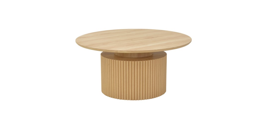 Τραπέζι σαλονιού Opols pakoworld mdf σε  φυσική απόχρωση Φ90x42εκ