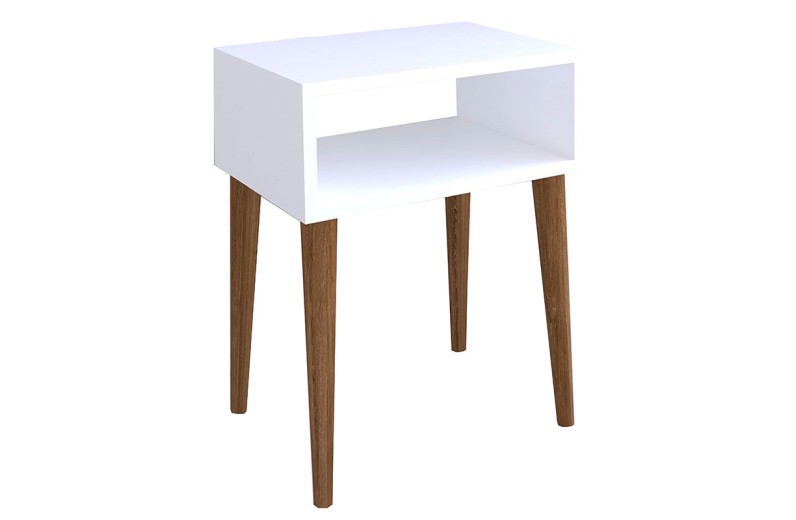 Κομοδίνο Hank pakoworld λευκό-καρυδί 45x30x60εκ