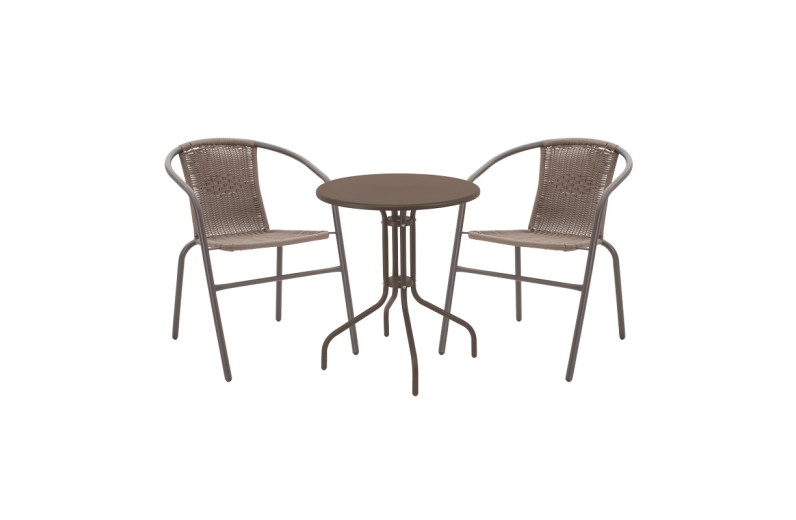 Τραπεζαρία Vergo-Obbi pakoworld 3τεμ καφέ μέταλλο Φ60x70εκ