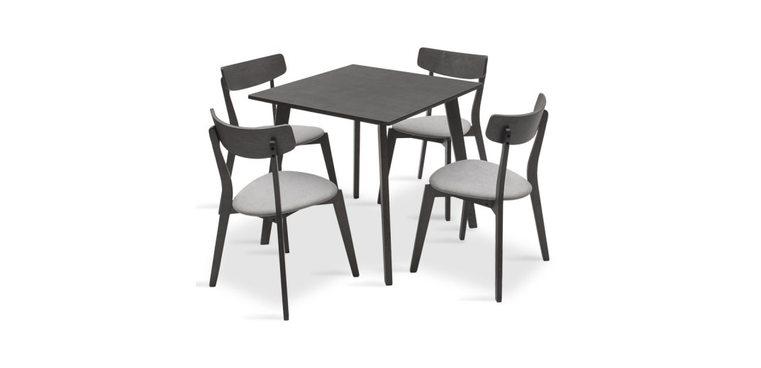 Tραπεζαρία Benson - Toto pakoworld σετ 5τμχ rustic grey - ύφασμα grey 80x80x75εκ