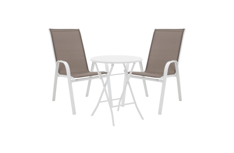 Τραπεζαρία Albero-Calan pakoworld 3τεμ μέταλλο σε λευκή απόχρωση Φ60x70εκ