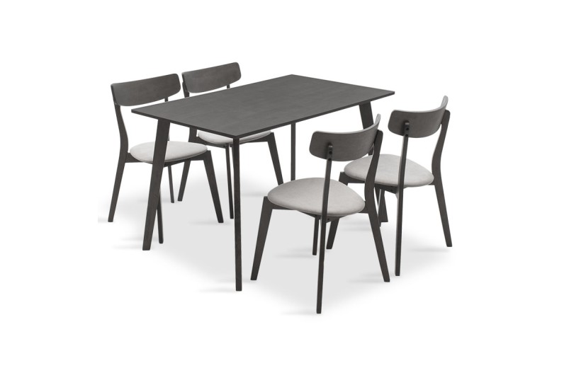 Tραπεζαρία Benson - Toto pakoworld σετ 5τμχ rustic grey - ύφασμα γκρι 120x75x75εκ