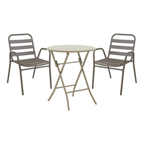 Τραπεζαρία Albero-Sussie pakoworld 3τεμ μέταλλο σε σαμπανιζέ απόχρωση Φ60x70εκ