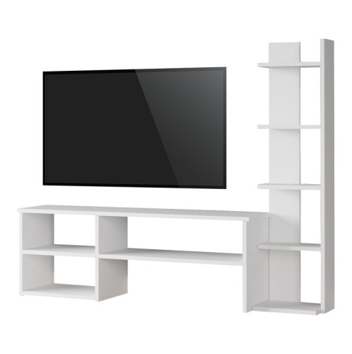 Σύνθετο σαλονιού Perla pakoworld σε λευκή απόχρωση 120x29.5x41,8εκ