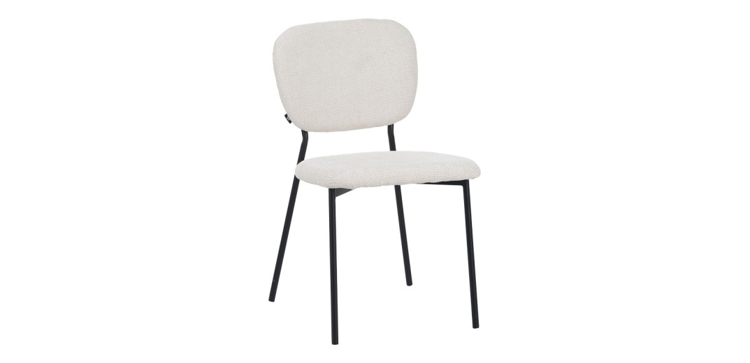 ΣΕΤ 4 TMX Καρέκλα Cathair pakoworld μπουκλέ ύφασμα σε μπεζ απόχρωση με μαύρα μεταλλικά πόδια 48x53x82εκ