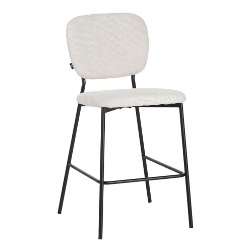 ΣΕΤ 2 TMX Σκαμπό μπαρ Cathair pakoworld μπουκλέ ύφασμα σε μπεζ απόχρωση με μαύρα μεταλλικά πόδια 48x54x100εκ