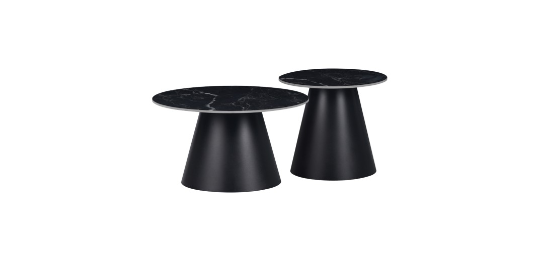 Βοηθητικά τραπέζια Fabrin Inart μαύρο μαρμάρου sintered stone-μαύρο μέταλλο
