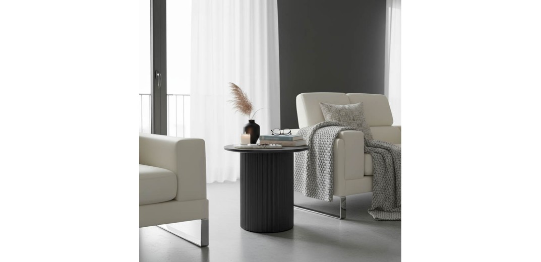 Βοηθητικό τραπέζι Dovel pakoworld mdf σε μαύρη απόχρωση Φ50x45εκ