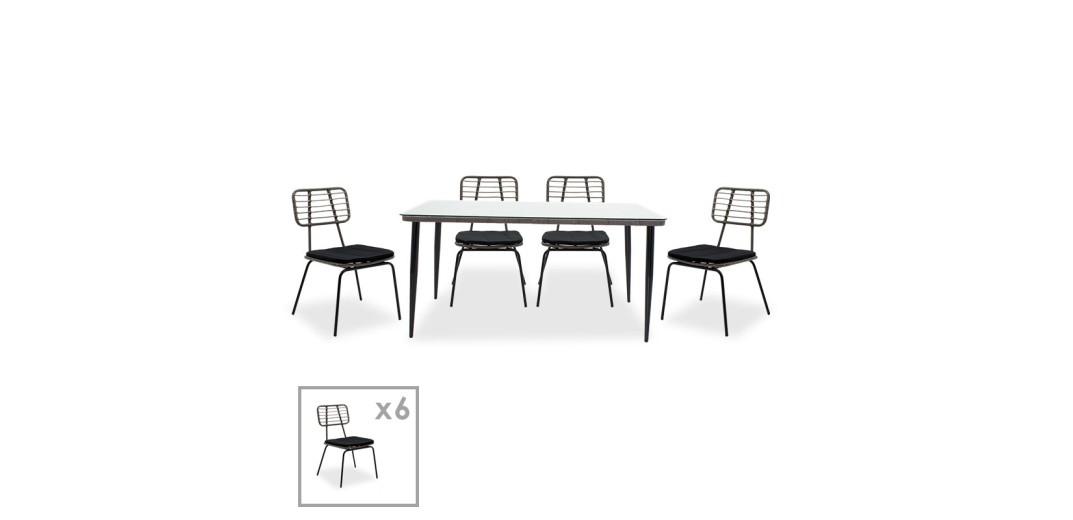 Τραπεζαρία Naoki σετ 7τεμ pakoworld μέταλλο μαύρο pe γκρι.