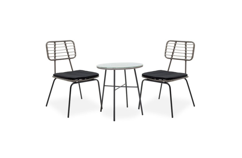 Τραπεζαρία Gaus-Naoki σετ 3τεμ pakoworld μέταλλο μαύρο pe γκρι.