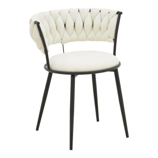 ΣΕΤ 2 TMX Πολυθρόνα Alkia I pakoworld ύφασμα σε εκρού απόχρωση- πόδι μαύρο μέταλλο 57x58.5x72εκ