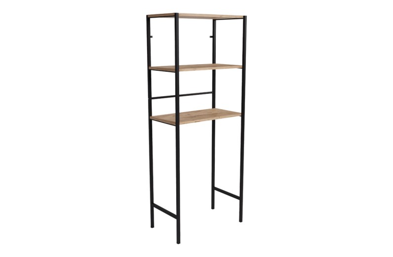 Έπιπλο πλυντηρίου Zermin pakoworld μελαμίνης-μεταλλικό φυσικό-μαύρο 70x25x150εκ