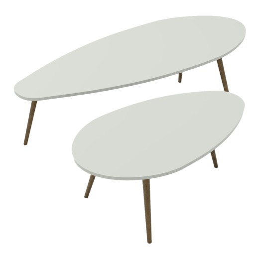 Τραπέζι σαλονιού Monty pakoworld 2 τεμ. σε απόχρωση λευκό-φυσικό 116x46x6εκ