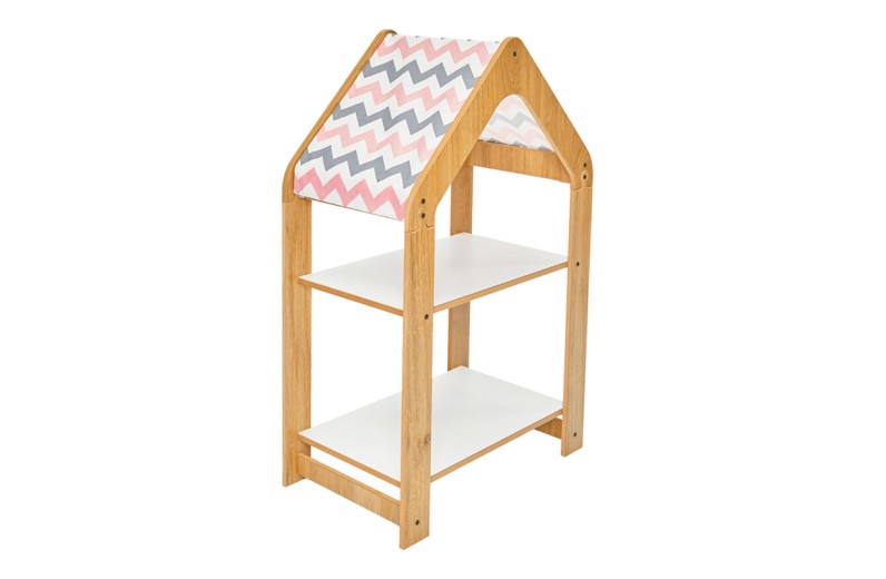 Ραφιέρα τ. Montessori Zoilen pakoworld φυσικό-λευκό-ροζ mdf 50x30x80εκ