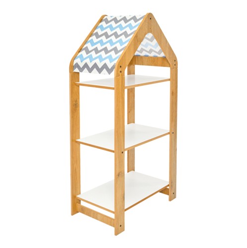 Ραφιέρα Montessori Zoilen I pakoworld λευκό-φυσικό-μπλε mdf 50x30x100εκ