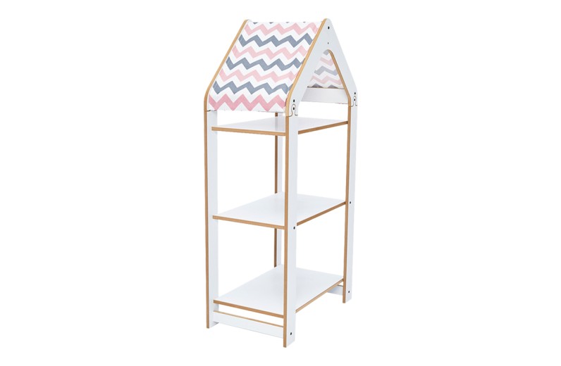Ραφιέρα τ. Montessori Zoilen I pakoworld λευκό-ροζ mdf 50x30x100εκ