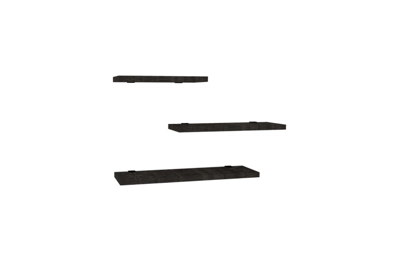 Ραφιέρα τοίχου Leila pakoworld σετ 3τεμ μελαμίνη σε ανθρακί απόχρωση 40x14x2εκ
