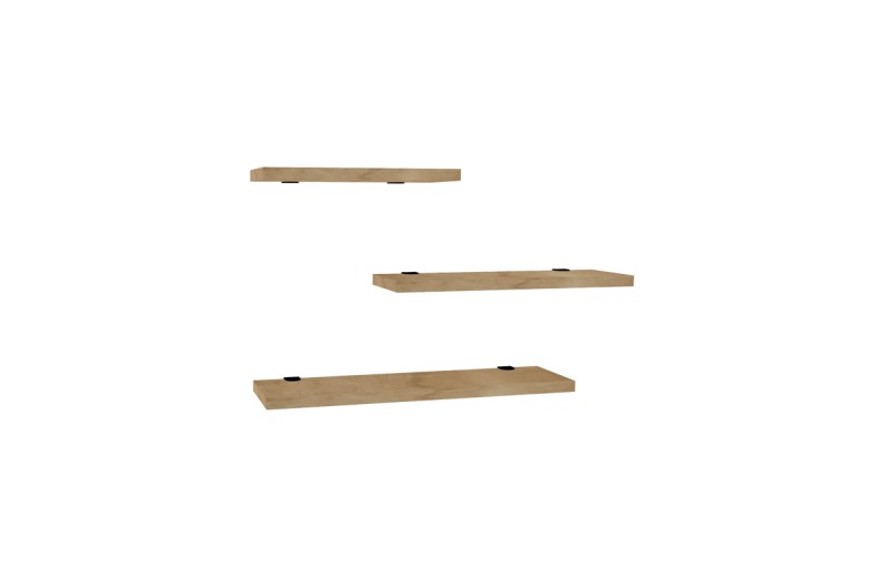 Ραφιέρα τοίχου Leila pakoworld σετ 3τεμ μελαμίνη σε φυσική απόχρωση