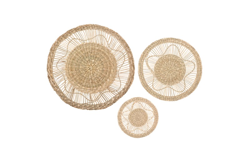 Διακοσμητικό τοίχου Lela pakoworld σετ 3 τεμαχίων φυσικό