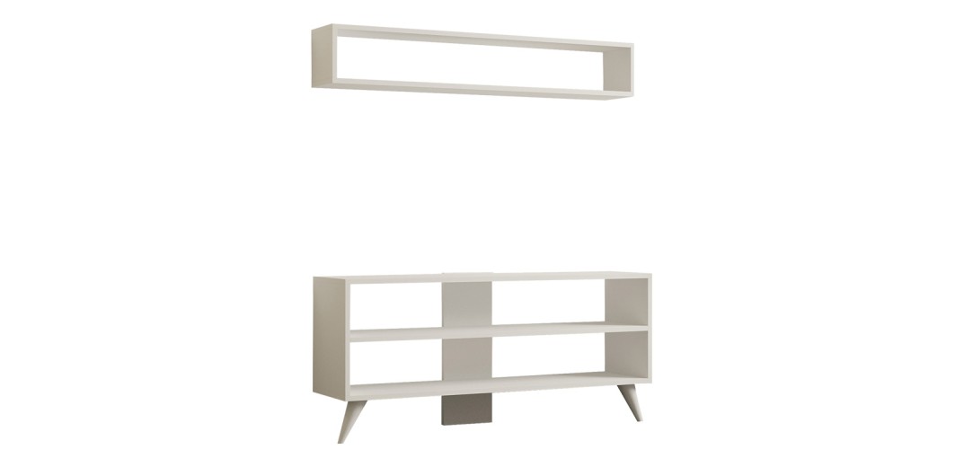 Σύνθετο σαλονιού Prestige pakoworld σε λευκή απόχρωση 120x29,6x50εκ