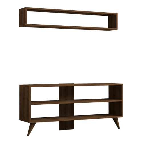 Σύνθετο σαλονιού Prestige pakoworld σε καρυδί απόχρωση 120x29,6x50εκ