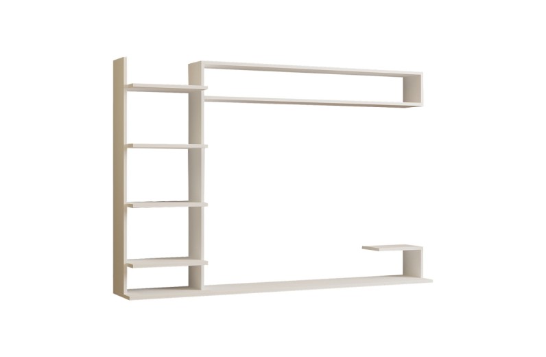 Σύνθετο σαλονιού επιτοίχιο Dilan pakoworld σε λευκή απόχρωση 180x29,60x121,80εκ