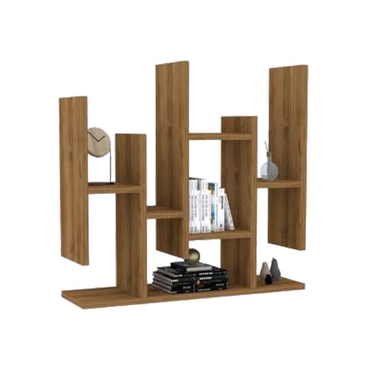 Ραφιέρα τοίχου Bemba pakoworld σε καρυδί απόχρωση 70x19,6x68,8εκ