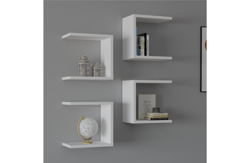 Ραφιέρα τοίχου Perari pakoworld 4τεμ.σε λευκή απόχρωση 30x19.6x30εκ