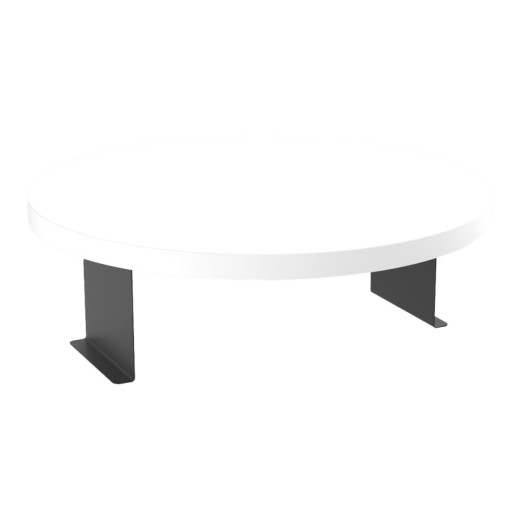 Βοηθητικό τραπεζάκι Linea pakoworld σε λευκή απόχρωση με μαύρα μεταλλικά πόδια Φ35,5x5εκ